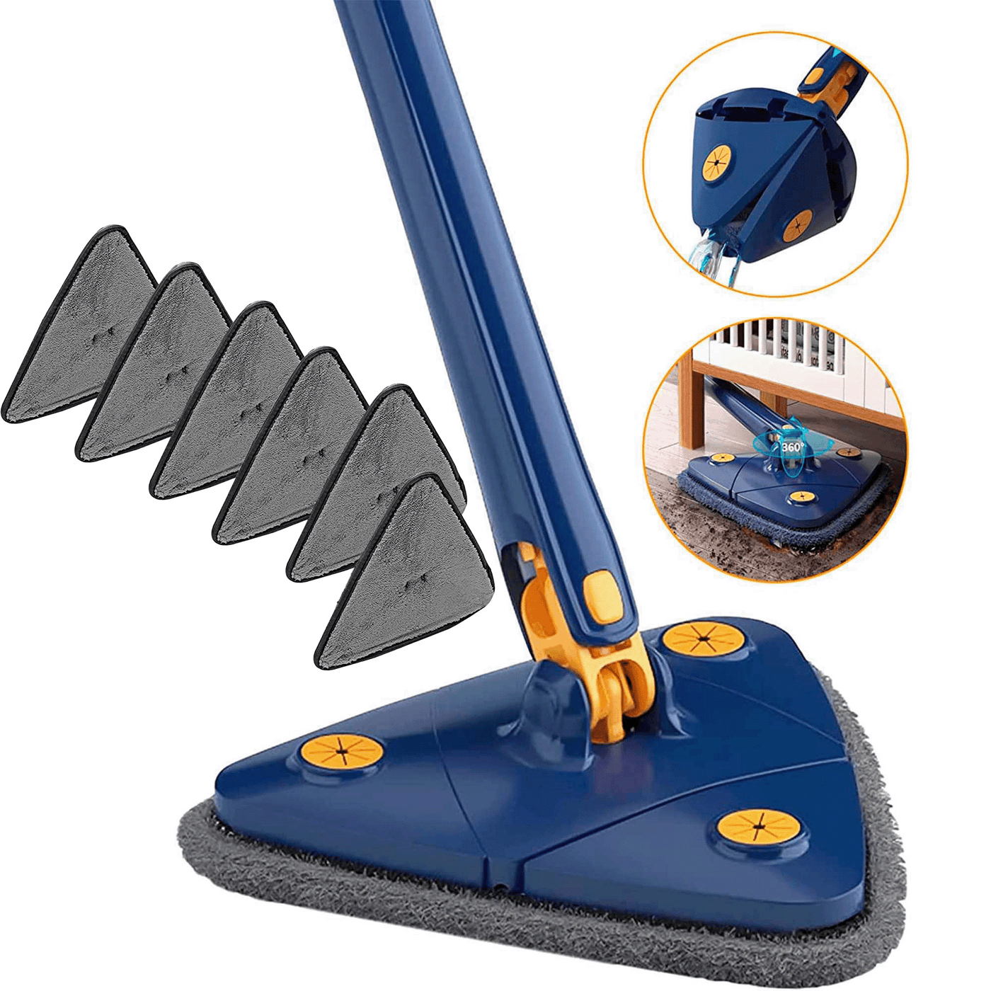 Fregona triangular extensible para limpieza del hogar, mopa giratoria de  360 grados, ajustable, autoescurrible, herramientas de